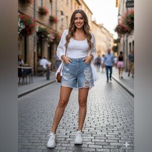 Indigo Rein Light Blue Distressed Jean Shorts